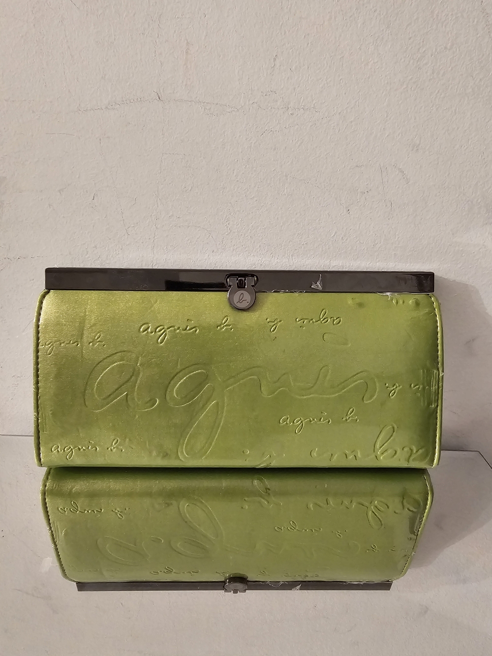 agnès b. Lime Green Embossed Clutch